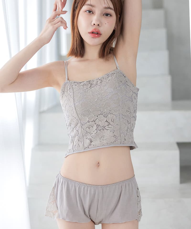 フラワーレースブラトップ【単品/ブラトップ&ショーツ】《BRAmone Fashion Glamorous》
