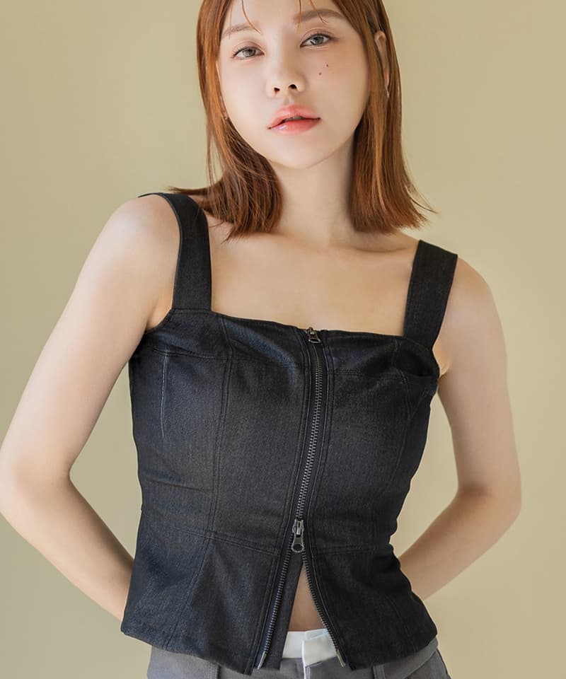 ジップデニムカップ付きビスチェ《BRAmone Fashion Glamorous》