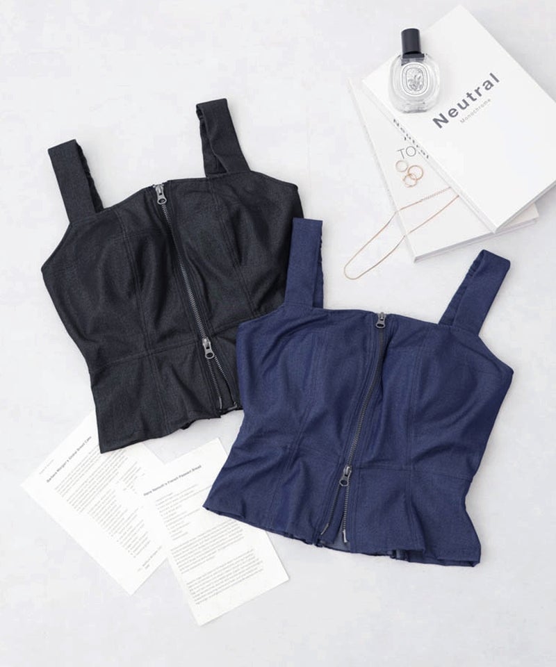 ジップデニムカップ付きビスチェ《BRAmone Fashion Glamorous》