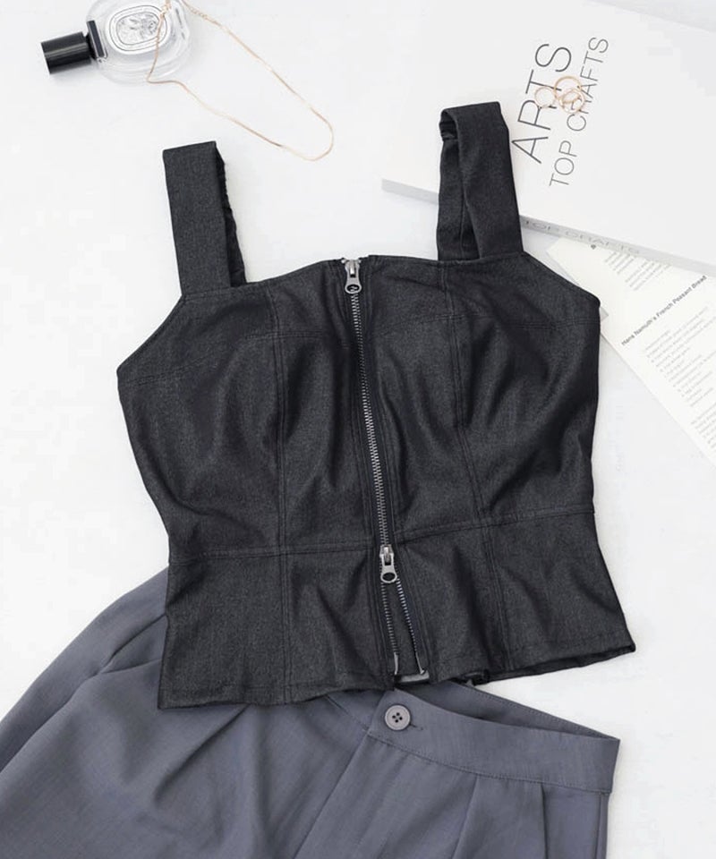 ジップデニムカップ付きビスチェ《BRAmone Fashion Glamorous》