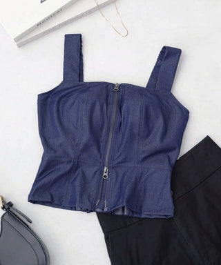 ジップデニムカップ付きビスチェ《BRAmone Fashion Glamorous》