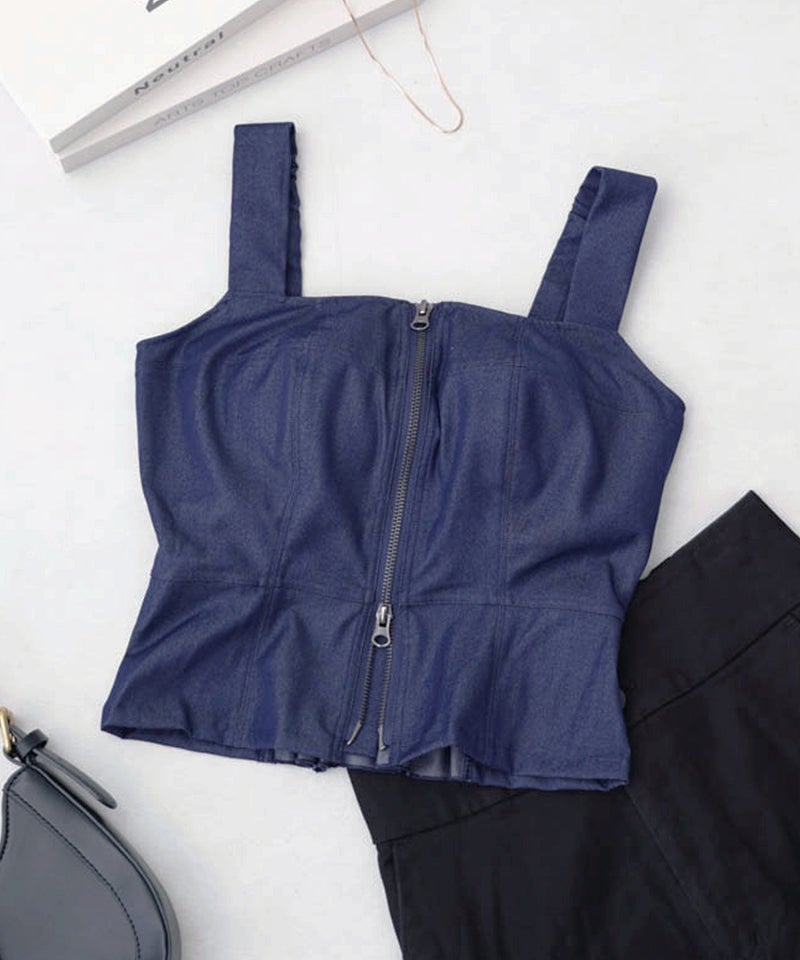 ジップデニムカップ付きビスチェ《BRAmone Fashion Glamorous》