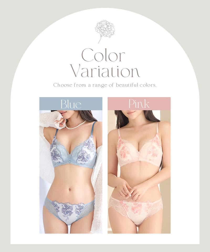《Leene》アジサイレースブラ＆ショーツ