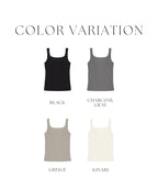 カップ付きリブタンクトップ スクエアネック型《BRAmone Basic Natural》