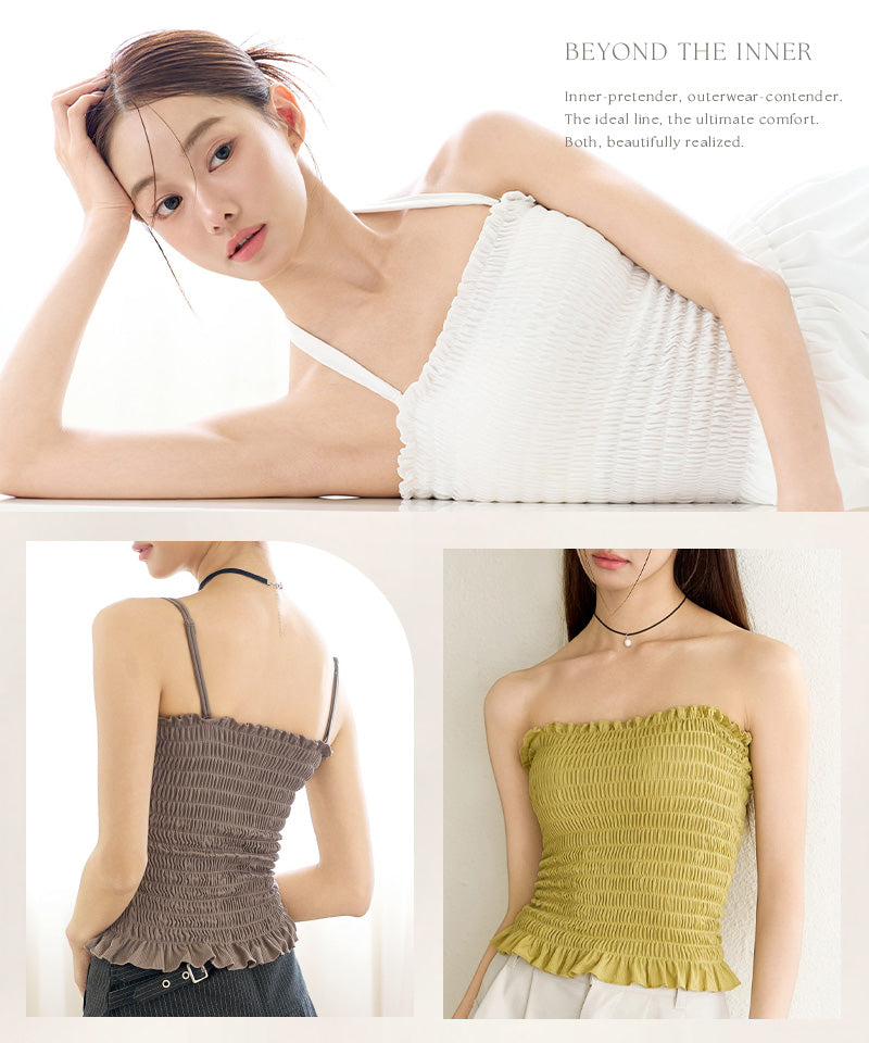 【今季限定カラー追加】3WAYシャーリングブラトップ《BRAmone Fashion Glamorous》
