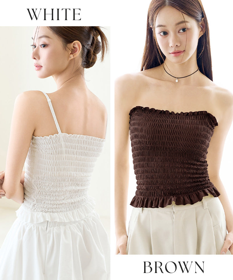 【今季限定カラー追加】3WAYシャーリングブラトップ《BRAmone Fashion Glamorous》