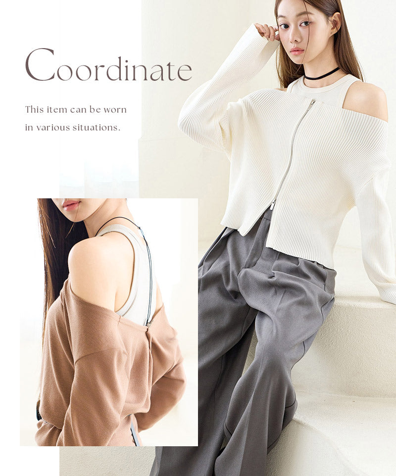 カップ付きアメリカンスリーブリブタンクトップ《BRAmone Fashion Easy》
