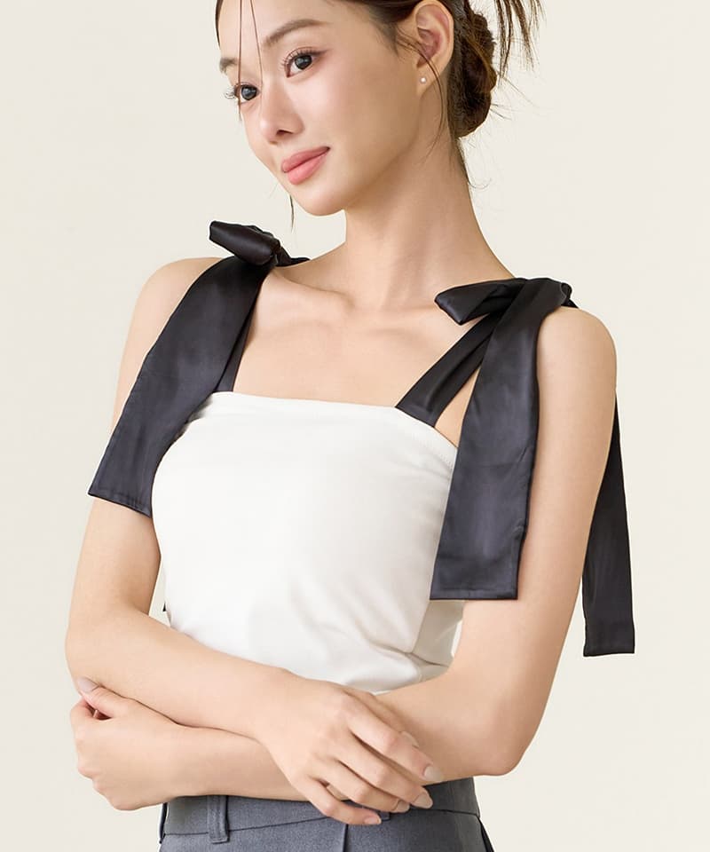 肩リボンカップ付きトップス《BRAmone Fashion Glamorous》