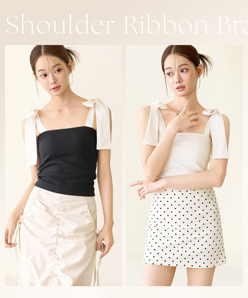 肩リボンカップ付きトップス《BRAmone Fashion Glamorous》