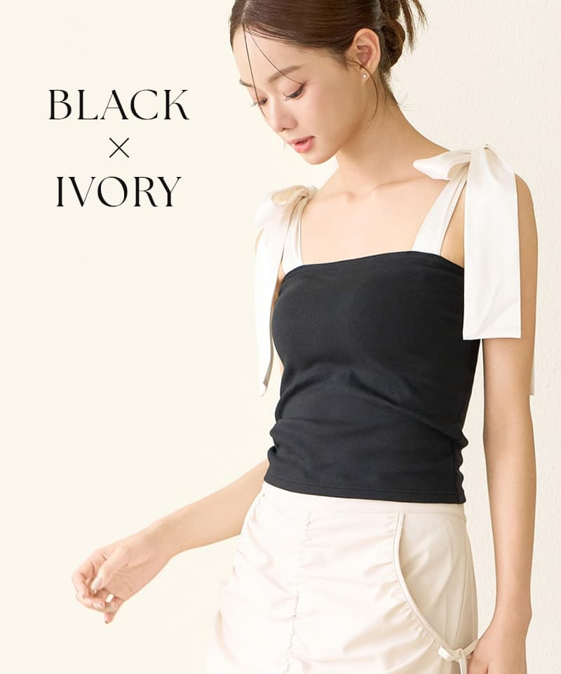 肩リボンカップ付きトップス《BRAmone Fashion Glamorous》