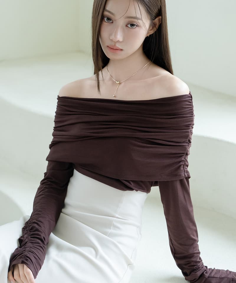 【オフィシャル・店舗限定】カップ付きドレープオフショルトップス《BRAmone Fashion Easy》