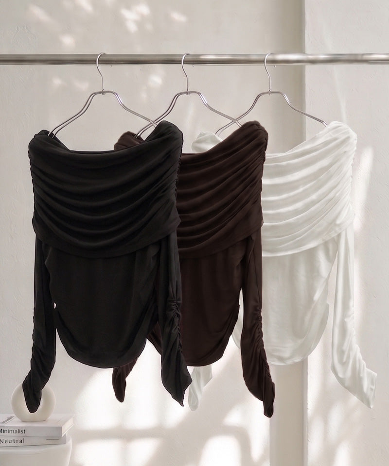 【オフィシャル・店舗限定】カップ付きドレープオフショルトップス《BRAmone Fashion Easy》