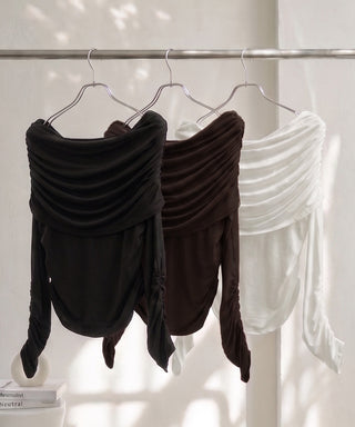【オフィシャル・店舗限定】カップ付きドレープオフショルトップス《BRAmone Fashion Easy》