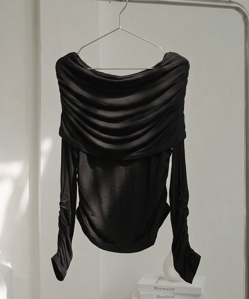 【オフィシャル・店舗限定】カップ付きドレープオフショルトップス《BRAmone Fashion Easy》