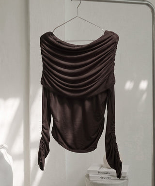 【オフィシャル・店舗限定】カップ付きドレープオフショルトップス《BRAmone Fashion Easy》
