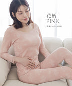 《Urun》潤い仕立てのモイストインナー長袖トップス&パンツセット【腹巻ショーツ/レギンス】