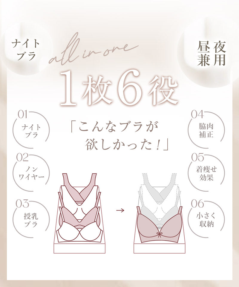 【万が一に備えて】『1点購入でもう1点プレゼント！』「24H使えるナイトブラ」チュールノンワイヤーブラ